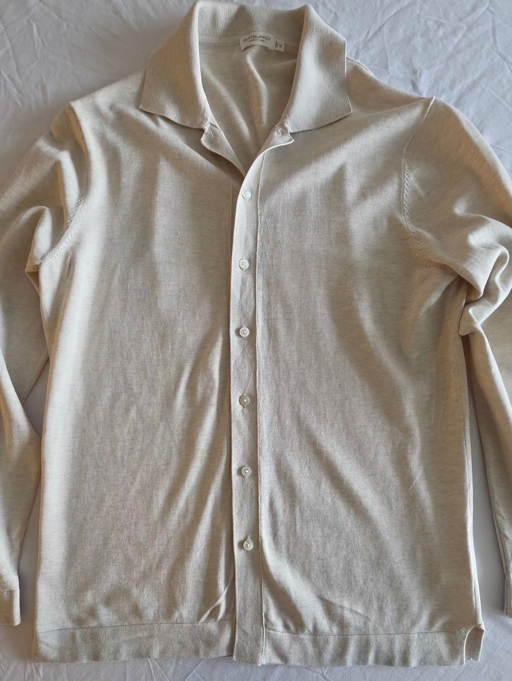 SuitSupply Sand Long Sleeve Polo Cardigan